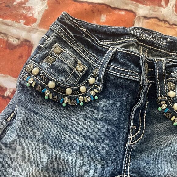 Miss Me kids beaded aztec embellished cuff capris Sz 10 - Picture 1 of 6